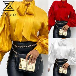 Women Blouse Retro Shirts Fashion Ladies Tops Lantern Sleeve Bow Vintage White Red Woman Autumn 210524