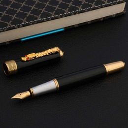 bendable pens Australia - Fountain Pens Luxury Metal 720 Pen Black Golden Dragon Bend Nib Ink Stationery Student Office Supplies