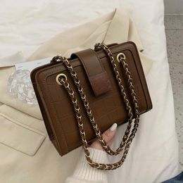Toposhine Borse da donna Suction Button Lady Shoulder Bags Fashion Stone Pattern Crossbody Bag Girls Chains Strap Girls Bag