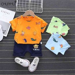Giraffe Baby Boys Girls Summer Clothes Fashion Cotton Infant Sports Suit for Boy T-Shirt + Shorts Children Clothing 2 pcs/set 210326