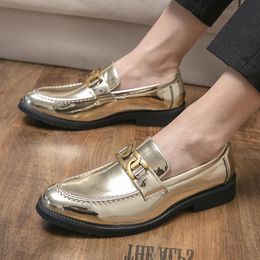 New Shiny Leather Gold Black Platform Casual Oxford Shoes For Men Formal Wedding Prom Dress Homecoming Sapato Social Masculino