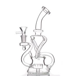 9.3 Inch Transparency Hookah Glass Bong Dabber Rig Recycler Pipes Water Bongs Smoke Pipe 14.4mm Female Joint