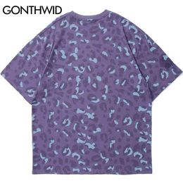 Tees Shirts Streetwear Leopard Polka Dot Print Short Sleeve Tshirts Summer Hip Hop Harajuku Casual Tops 210602