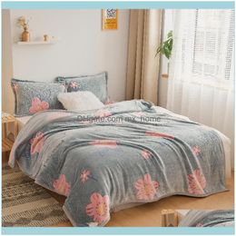 Blankets Textiles & Gardenblankets Fleece Blanket Winter Snowflake Veet Flannel Thick Bedspreads Cartoon Bed Sheet Er Adult Children Sofa Th