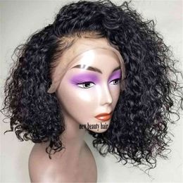 auburn full lace wig Australia - Lace Wigs 180% Density free part 360 Lace Frontal Wigs deep Curly synthetic wig With Baby Hair Short Bob for africa american women