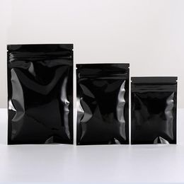 1000Pcs Resealable Black Ziper Lock Packaging Bags Mylar Aluminium Foil Packing Pouch Various Sizes Food Storage Bag