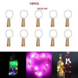 Strings LED Copper String Light Cork Stopper 2m/20led Bottle Battery-Powered Party Wedding Wine With Pography Props