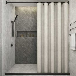 LIANG QI Elegant Shower Curtain Bathroom Bathtub Partition Quality Linen-like Fabric Home Waterproof Mildewproof Thick Curtains 211116