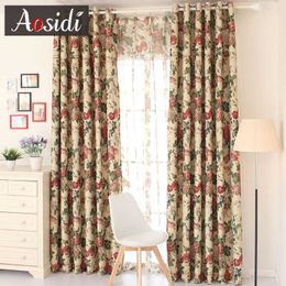 European Foral Blackout Curtains for Bedroom Living Room Window Blackout Curtain for Kitchen Luxury Garden Peony Blinds Drapes 210712