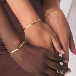 Couple Elegant Metal Bracelets Gold Colour Snake Chain For Women Goth Bracelet On The Hand Jewellery 2021 Kpop