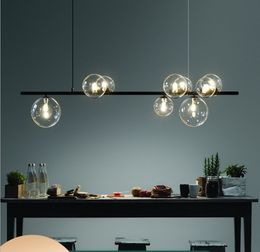 Nordic Glass Ball Chandelier Light Lamp Modern Dinning Room Fixture Decor Hanging Suspension LED