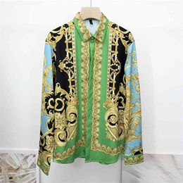 seestern Brand Luxury 3D printing Gold Paisley Men Shirt Men's Fashion Dress Shirts slim fit Casual male Long Sleeve women 210626