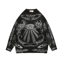 cool sweaters for men NZ - Sweater Men Gothic Animal Skull Floral Print Knitted Pullover 2021 Autumn Winter Casual Street Cool Punk Jumper Streetwear w292