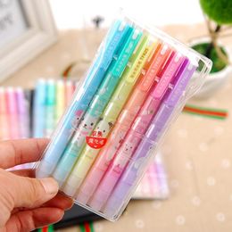 Highlighters 6 Pcs/Lot Cute Two-Tipped Highlighter Marker Per For School Stationery & Office Supply