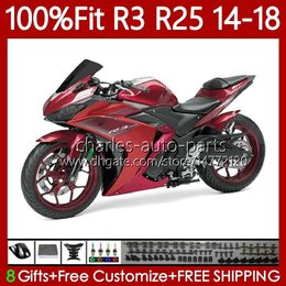 Injection Mould Fairings For YAMAHA YZFR3 YZF-R25 YZFR25 YZF R3 R25 14 15 16 17 18 Bodywork 102No.93 YZF-R3 Gloss red 2014 2015 2016 2017 2018 YZF R 3 25 14-18 OEM Body Kit