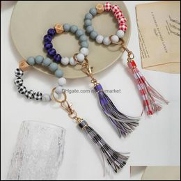 Charm Bracelets Jewellery Sile Beads Keychain For Women Christmas Gift Leather Tassel Bracelet Wristlet Aessories Drop Delivery 2021 5Ps