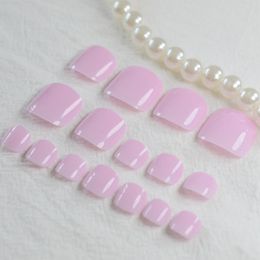 False Nails Light Pink Sweet Toes Nail Lady Art Full Wrap Tips Summer Vacation Style 24Pcs 198t