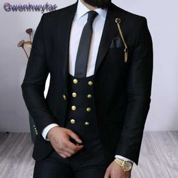 Gwenhwyfar Men's Black Suit 2021,Three Pieces Set Male Blazers+Vest+Pants,Custom Made Casual Groomsmen Tuxedos For Wedding Party X0909