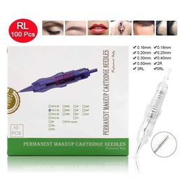 Biomaser 100PCS Revolution Tattoo Needles Permanent Makeup Catridges For Tattoo Machine Kit Eyebrow Needle 1R,2R,3RL,5RL 7RL 210608
