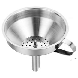 new Kitchen Tools Functional Stainless Steel Oil Honey Funnel with Detachable Strainer Philtre for Perfume Liquid Water Tool EWB6774