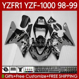 Bodywork Kit For YAMAHA YZF-1000 YZF-R1 YZF1000 YZFR1 98 99 00 01 Body 82No.162 YZF R1 1000CC 1998-2001 Grey Flames YZF 1000 CC R 1 1998 1999 2000 2001 Motorcycle Fairing