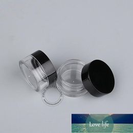 50pcs/Lot Promotion 5g Plastic Facial Cream Jar Black Cap 5ml Eyeshadow Small Container Refillable Mini Sample Packaging Factory price expert design Quality Latest