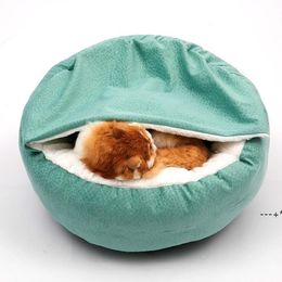 NEWCave Ultrasoft Plush Cat Bed with Hood Round Burrowing Comfortable Self Warming Cozy Sleeping Cat Bed with Waterproof and Antislip RRD128