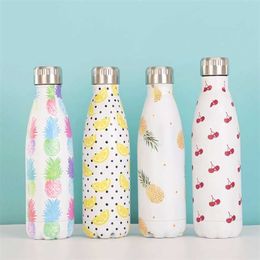 500ML Water Bottle Stainless Steel Double-Wall Thermos Tea Cup Coffee Travel Sports Drink Insulated BPA Free 211122