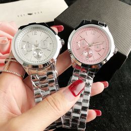 Brand Watches Women Girl 3 Dials Style Metal Steel Band Quartz Wrist Watch FO16