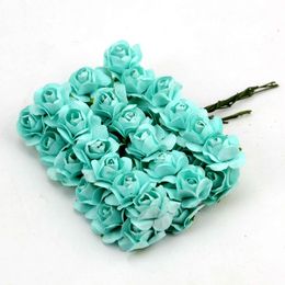 12pcs/lot 2cm Newest Mint Green Mini Paper Rose Flowers Bouquet Wedding Decoration For DIY Scrapbooking Cheap Fake Flores Buds