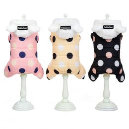 Soft Dot Warm Pet Clothes for Dog Windproof Jackets Outdoor Fleece Hooded Coats Dog Jumpsuit Rompers Drop 211106