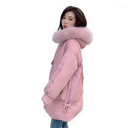 Women's Down & Parkas 2021 Winter Coat 90% White Duck Very Warm Outerwear With Hair Embroidery Flamingo Long Jacket1