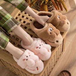 High Quality Rabbit Ear Winter Warm Shoes Womens Cute Plus Plush Slippers Fashion Autumn New Home Indoor Non-Slip Cotton Shoes H1122