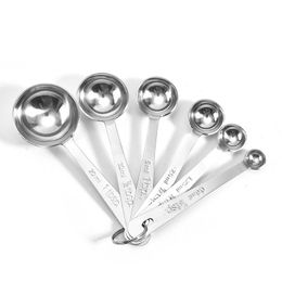 100 sets Fashion Tools 6pcs Stainless Steel Measuring Spoons Cups For Baking Coffee 6 sizes Set