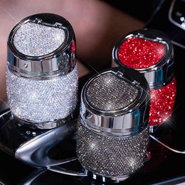 Handmade Diamond Ashtray Portable Smokeless Can Vehicle Cigarette Smoke Universal Cylinder Holder Car Accessories