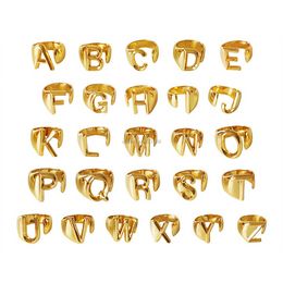 Alphabet 26 A-Z English Initial Ring Silver Gold Open Band Rings Retro Letter Women Fashion Jewelry Will and Sandy Gift
