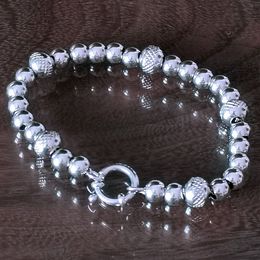 Chinese style Chinese LONG necklace head stainless steel men women round beads mens silver curb link chain bracelet