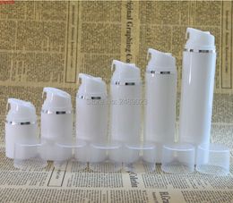 50ml Transparent Cap White Plastic Airless Bottles With Silver Line Empty Cosmetic Containers Packaging Tool 10pcs/lothigh qty