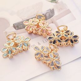 Women Flower Hair Claw Clamps Gorgeous Small Hair Clips Metal Hairpins Headdress Ornament Styling Tools Hair Accessories
