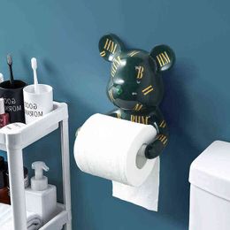 Funny Bear Tissue Holder Wall Resin Bear Statue Figurine Wall Dcor Paper Holder for Toilet Towel Tissue Holder Bathroom Kichen H1112