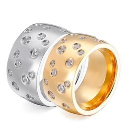 Gold Silver Colour Trendy Stainless Steel Ring for Women Shining CZ Crystal Rings Luxury Brand Jewellery Accessories