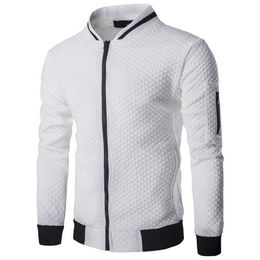 Mens Hoodies 2020 Male Brand Casual Zipper Jacket Stand-Neck Sudaderas Hombre Sweatshirt White Check 3D Plaid Tracksuit XXL X0621