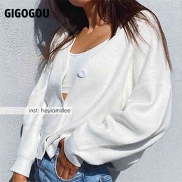 GIGOGOU Knit Sweater Women Autumn Female Casual Long Sleeve Button Cardigan Knitted Sweaters Coat Femme Winter Warm Clothes 210918