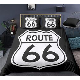 American Route 66 Bedding Set Duvet Cover With Pillowcase Comforter Cover Quilt Cover 2/3pcs US Twin Queen King Size for Kids 210319