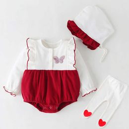 Baby Girl Clothes Set born Long Sleeve Bodysuit Hat Infant Birthday Rompers Toddler s Tiny Cotton Jumpsuits 210615