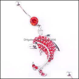 Navel & Bell Button Rings Body Jewelry 2021 D0042 ( 3 Colors ) Nice Style Belly Piercing Dangle Aessories Fashion Charm Dolphin 20Pcs/Lot Dr