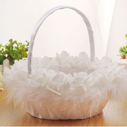 Cerimonia nuziale occidentale Romantico strass Schiuma Rose Party Flower Girls Basket Petals Bouquets Holder