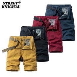 Summer Solid Colour Fashion Cotton Casual Breeches Cargo Men Shorts Breathable Quick Dry Multi Pocket Hip Hop Short 210712