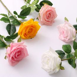 Multicolor Moisturizing Rose Flower Single Stem Good Quality Artificial Flowers For Wedding Decorations SN2555
