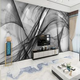 Modern minimalist abstract line marble wallpapers landscape TV background wall